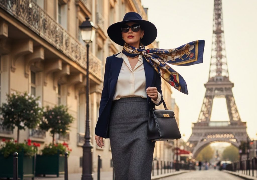 L&rsquo;art de porter un carré Hermès avec style et élégance.